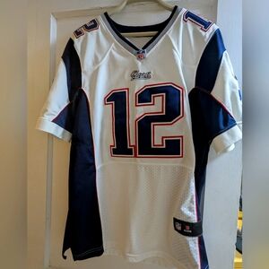 NFL On Field Jersey Tag with Navy and White 12 Tom Brady